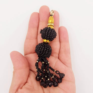 Black Bead Tassels Latkan, Indian Latkans, Black Beaded Danglers